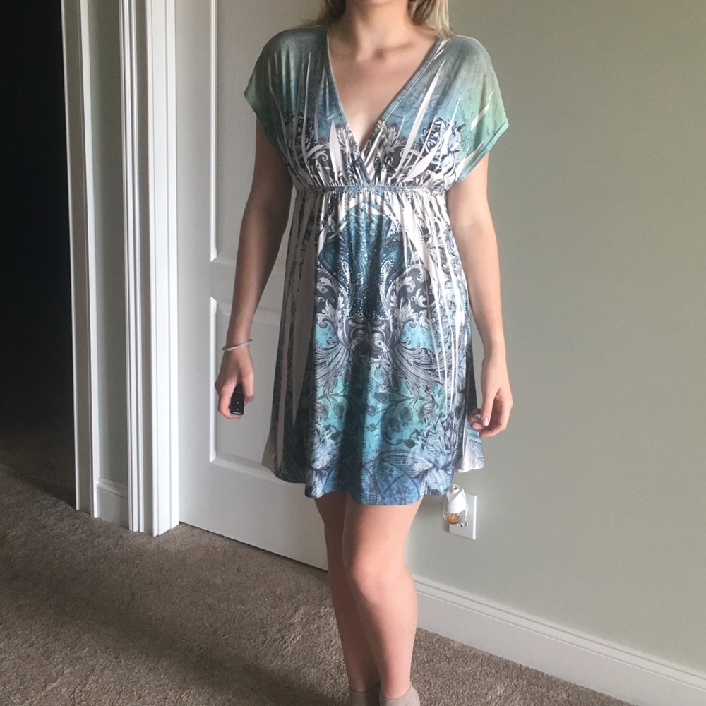 Print and rhinestone summer dress